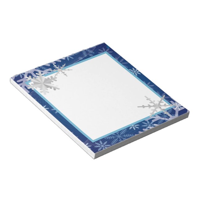 Snowflakes in Blue Notepad (Angled)