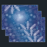 Snowflakes in Blue Wrapping Paper Sheets<br><div class="desc">Set of three 19” x 29” semi-gloss sheets of wrapping paper with an image of snowflakes on dark blue. See matching greeting card,  label,  confetti and square sticker. See the entire Hanukkah Wrapping Paper collection under the HOME category in the HOLIDAYS section.</div>