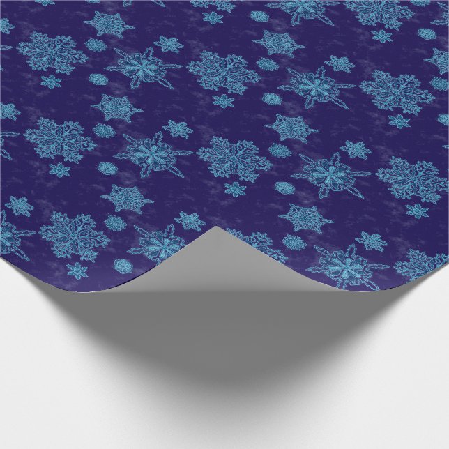 snowflakes in  dark blue  wrapping paper (Corner)
