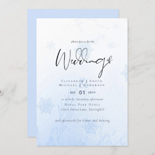 Snowflakes in December Winter Wedding Budget Invitation