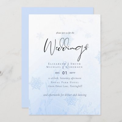 Snowflakes in December Winter Wedding Budget Invitation