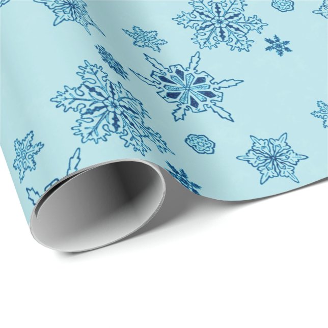 snowflakes in powder blue  wrapping paper (Roll Corner)