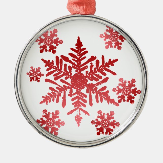 Snowflakes in Red Ornament (Front)