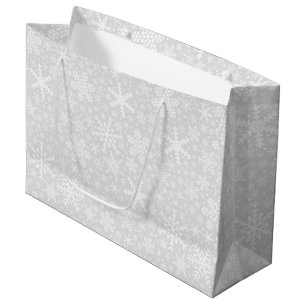 Snowflakes in Silver Large Holiday Gift Bag