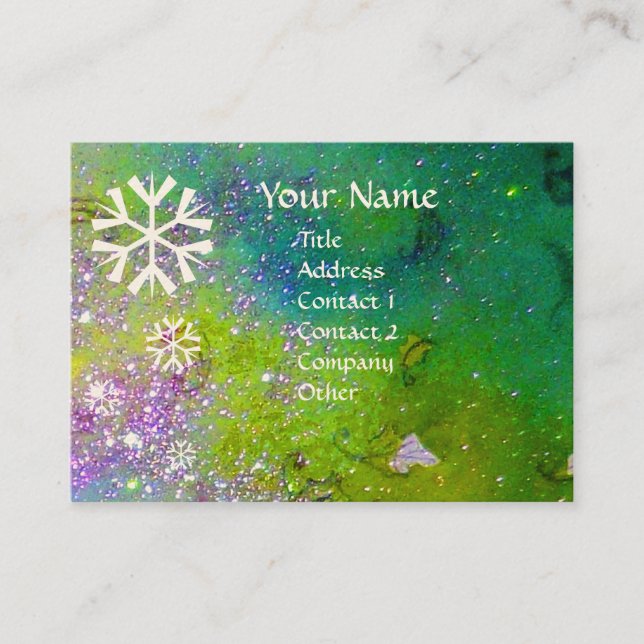 SNOWFLAKES IN SILVER SPARKLES BUSINESS CARD (Front)