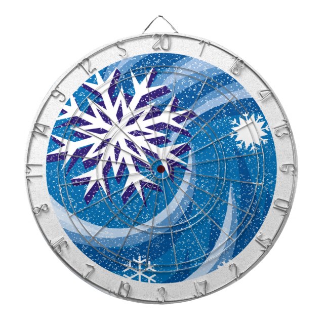 Snowflakes in the Wind - Dartboard With Darts (Front)
