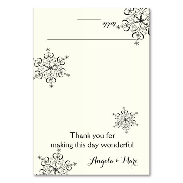 Snowflakes Ivory Seating Card (Front)