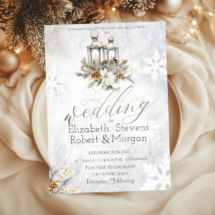 Snowflakes Lantern String Light Wedding Invitation