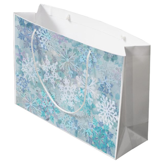 Snowflakes Large Gift Bag (Back Angled)