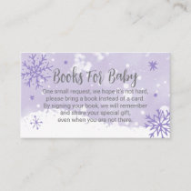 Snowflakes Lavender Baby Shower Books For Baby  Enclosure Card