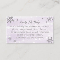 Snowflakes Lavender Baby Shower Books For Baby Enclosure Card