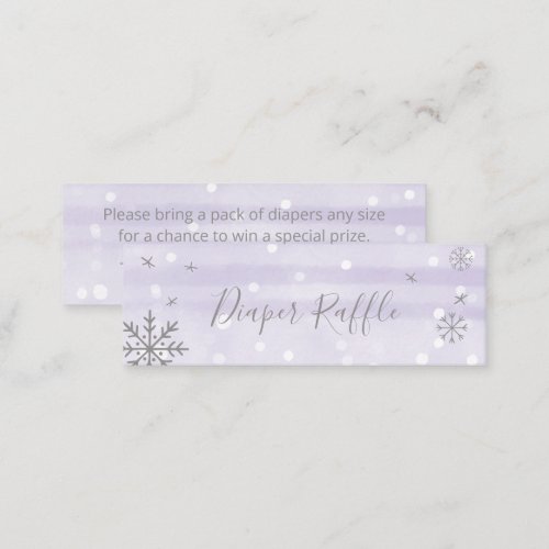 Snowflakes Lavender Baby Shower Diaper Raffle Mini Business Card