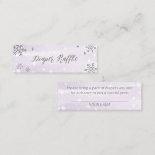 Snowflakes Lavender Baby Shower Diaper Raffle Mini Business Card