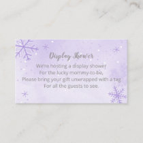 Snowflakes Lavender Baby Shower Display Shower Enc Enclosure Card