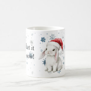 Snowflakes Let it snow Bunny Christmas Hat Coffee Mug