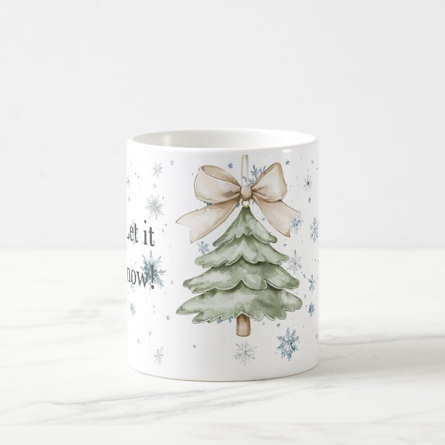 Snowflakes Let it snow Christmas Tree Bow Coffee Mug (Center)