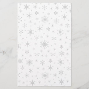 Snowflakes – Light Gray on White Stationery