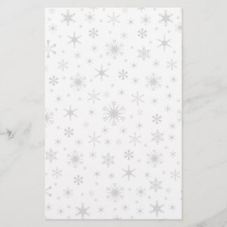 Snowflakes – Light Gray on White Stationery