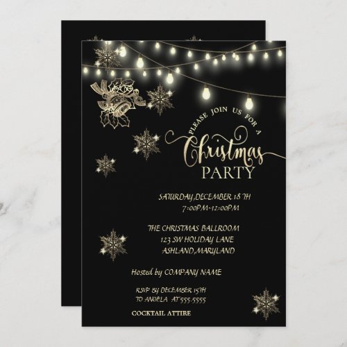 SnowflakesLightsBell Company Christmas Party Invitation