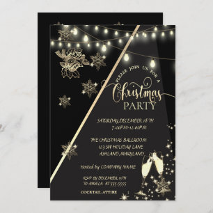 Snowflakes,Lights, Glass Company Christmas Party Invitation