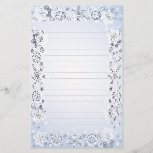 Snowflakes Lined Writing Paper