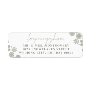 Snowflakes Love Peace Joy Kisses Wedding Address Label