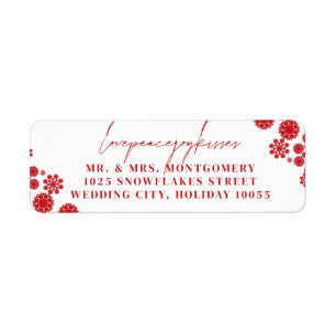Snowflakes Love Peace Joy Kisses Wedding Address Label