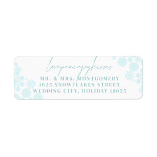 Snowflakes Love Peace Joy Kisses Wedding Address Label