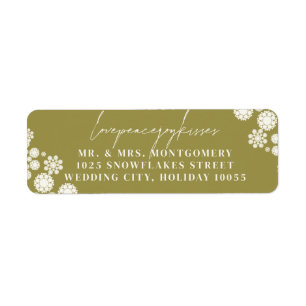 Snowflakes Love Peace Joy Kisses Wedding Address Label