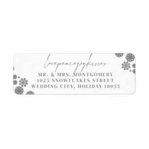Snowflakes Love Peace Joy Kisses Wedding Address Label