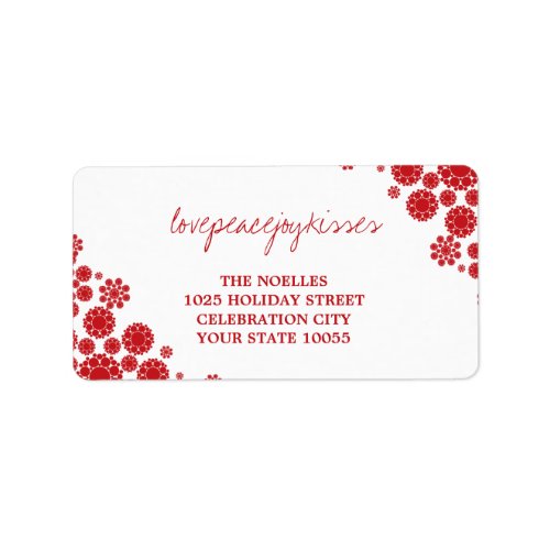 Snowflakes Love Peace Joy Kisses Wedding Address Label