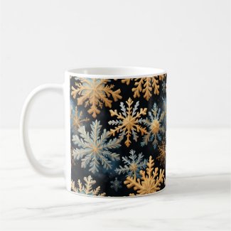  Snowflakes Magic Christmas Black Gold Blue