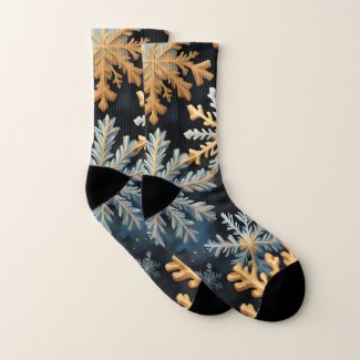  Snowflakes Magic Christmas Black Gold Blue