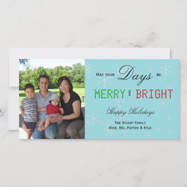 Snowflakes Merry And Bright Holiday Card (Front)