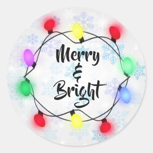 Snowflakes Merry  Bright Holiday Christmas Classic Round Sticker