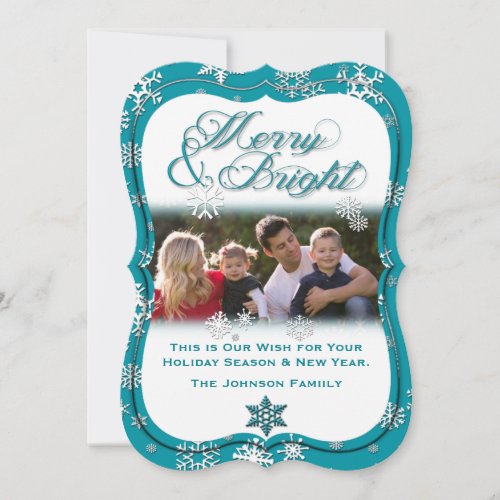 Snowflakes  Merry  Bright  Holidays  New Year Holiday Card