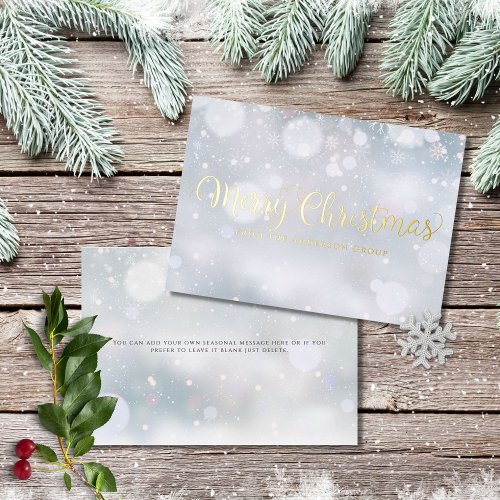 Snowflakes Merry Christmas Business Gold Foil Holi Foil Holiday Card