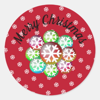 Snowflakes Merry Christmas Classic Round Sticker