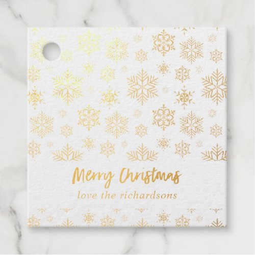 Snowflakes Merry Christmas Foil Favor Tags