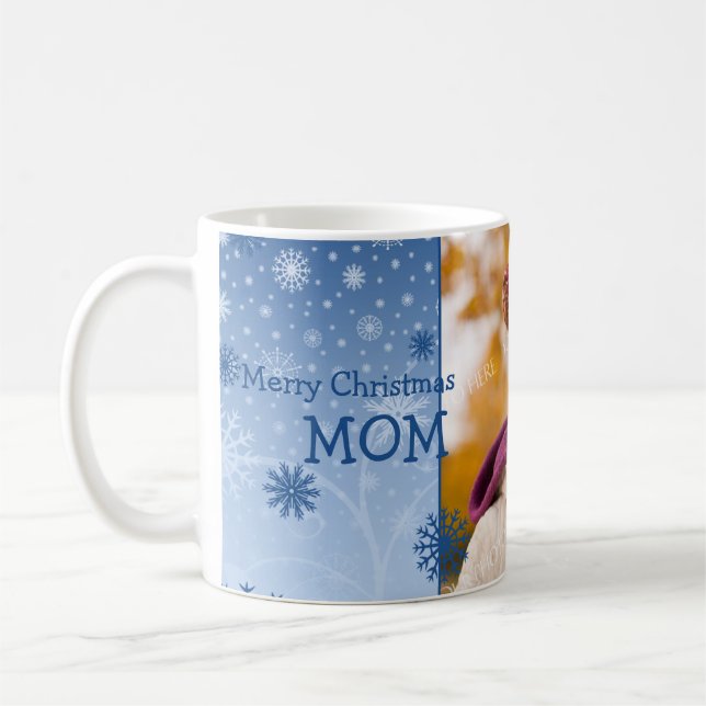 Snowflakes Merry Christmas Mom Mug (Left)