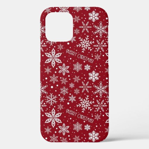 Snowflakes Merry Xmas iPhone 12 Case