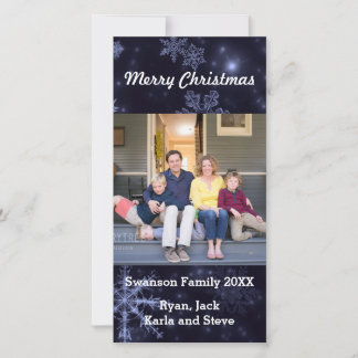 Snowflakes Midnight Blue Background Vt Photo Card
