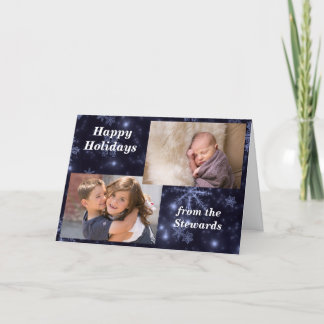Snowflakes Midnight Blue Holidays Photo Card
