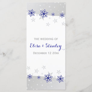 Snowflakes modern blue grey winter wedding program