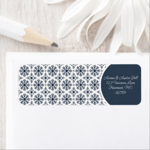 Snowflakes Navy Blue and White Label