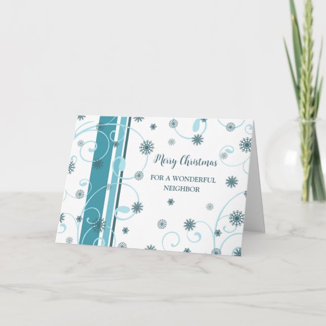 Snowflakes Neighbor Merry Christmas Card (Front)