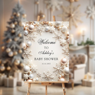Snowflakes Neutral Baby Shower Welcome Foam Board