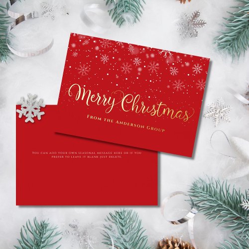 Snowflakes Office Business Merry Christmas Gold Foil Holiday Card