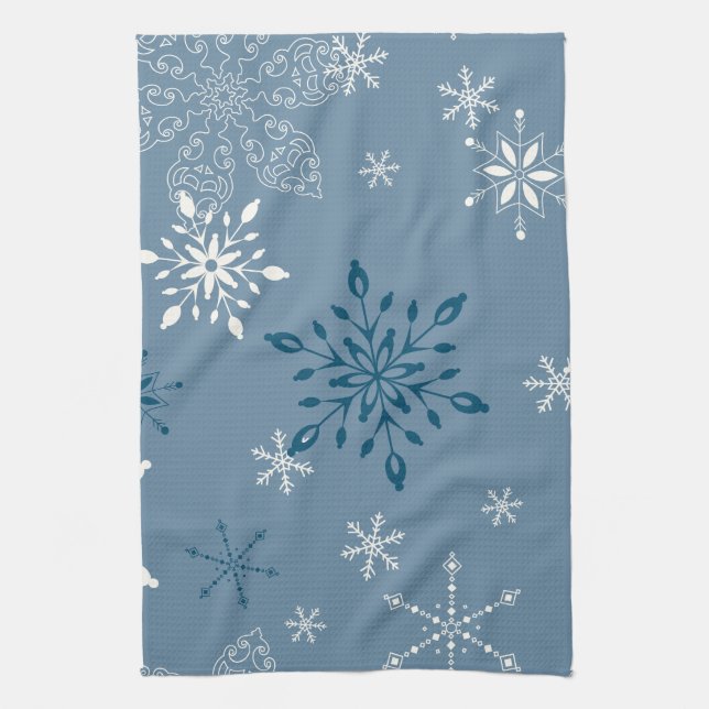 Snowflakes on a blue background towel (Vertical)