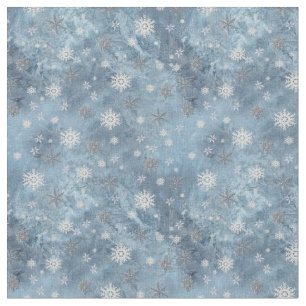 Snowflakes  on a Frozen Glass Window Fabric